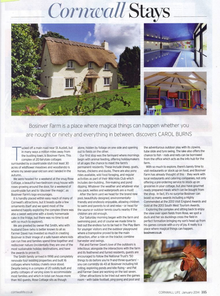 Cut out from Cornwall Life Magazine.