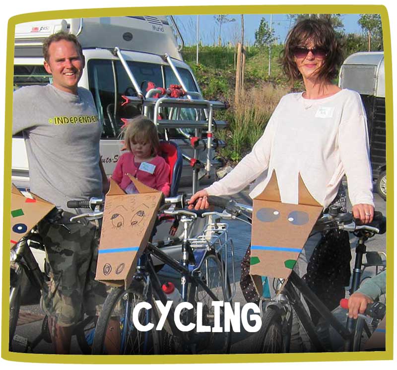 A small family ready to start cycling around the site at Bosinver.