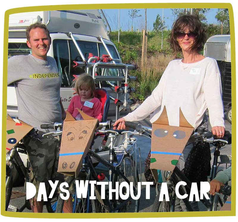 A small family ready to start cycling around the site at Bosinver.
