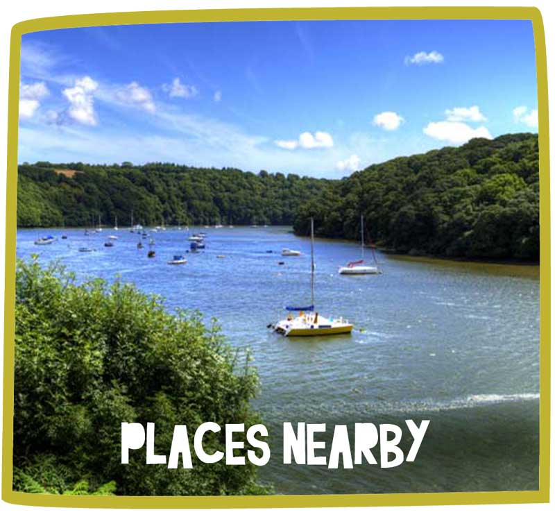 Wide shot of a local harbour in the countryside in Cornwall