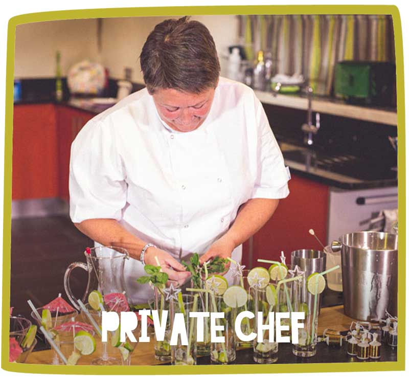 Private chef preparing cocktails at a cottage at Bosinver