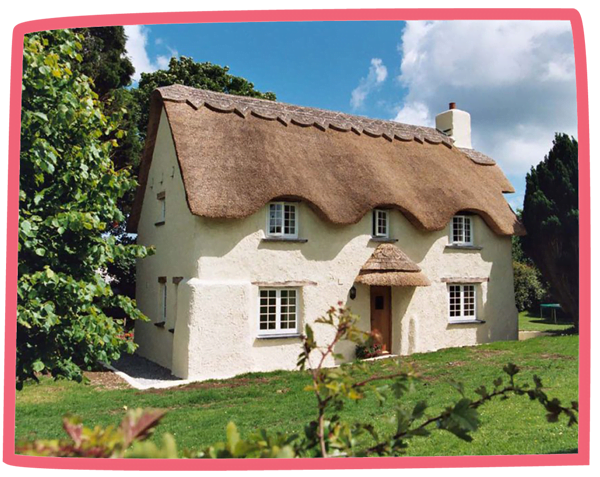 Thatched cottage at Bosinver in Cornwall.