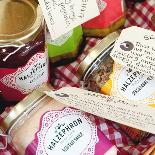 Selection of Halzephron jellies, sauces and condiments