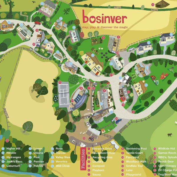 Illustrated map of the Bosinver site.