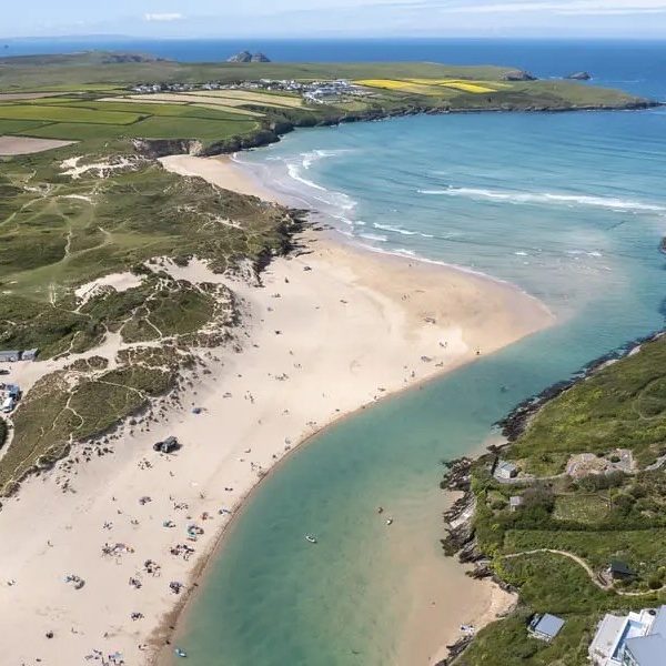 crantock beach and the river gannel
